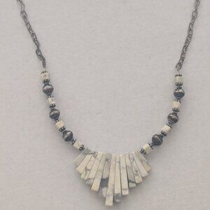 Magnesite Spike 925 Sterling Silver Ball Beaded Necklace